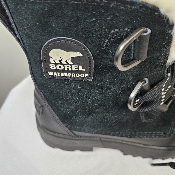 Sorel Tivoli 1vWP Winter Boots Size 7 Black White Fleece Lining - Picture 4 of 11